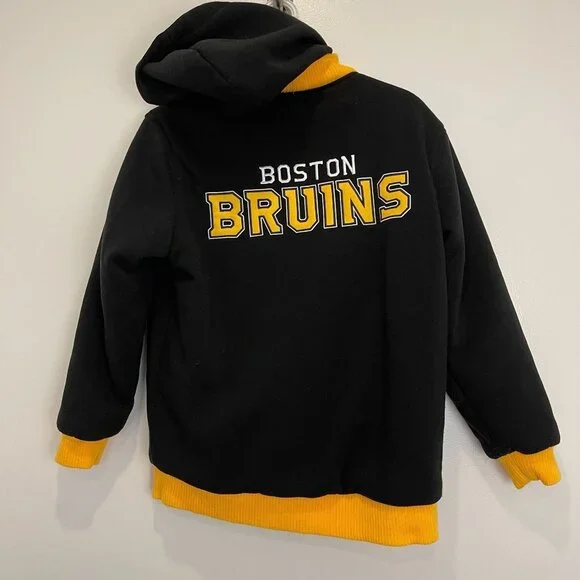 JH Design Group NHL Boston Bruins Reversible Full Zip Coat Black/Yellow Size L K